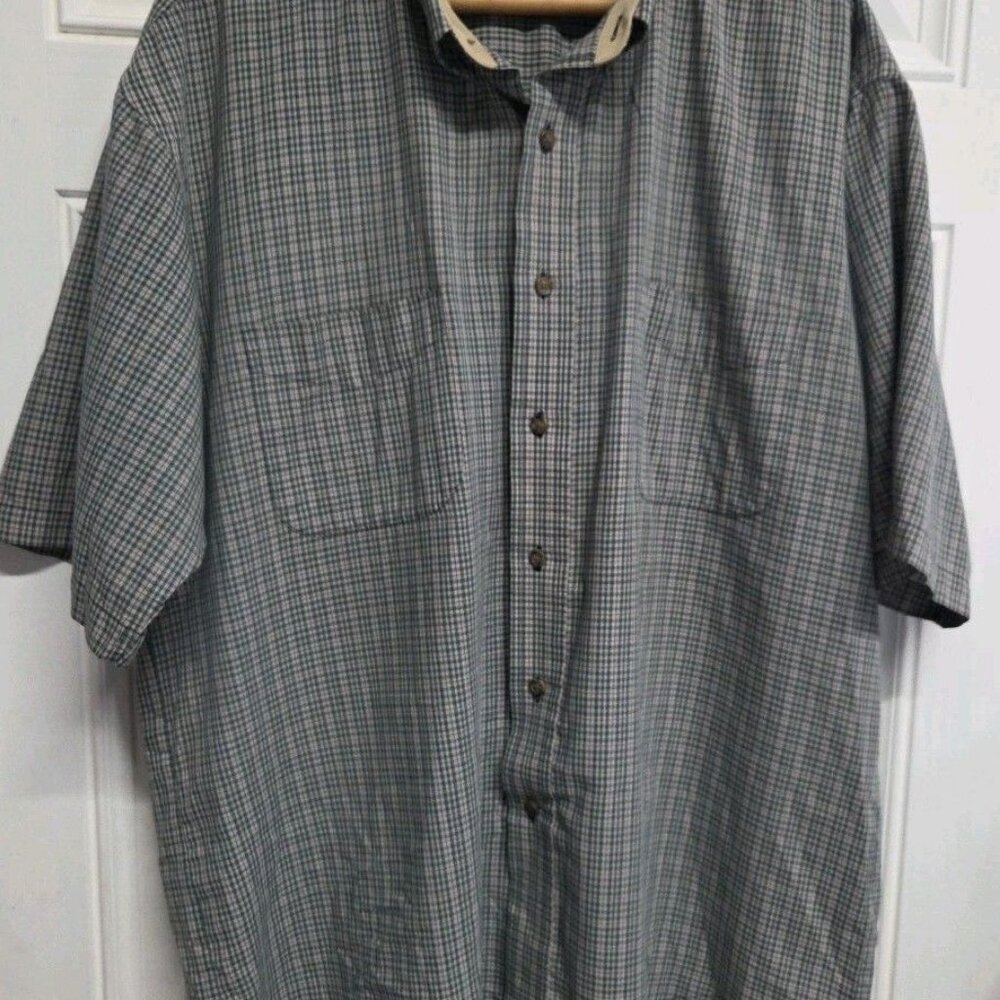 Van Heusen Mens Large Short Sleeve Plaid Green